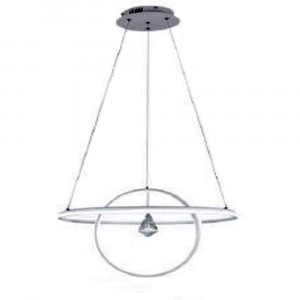Vetrineinrete® Lampadario led moderno 2 anelli 70 watt lampada con cristallo a luce fredda 6500k calda 3000k naturale 4000k