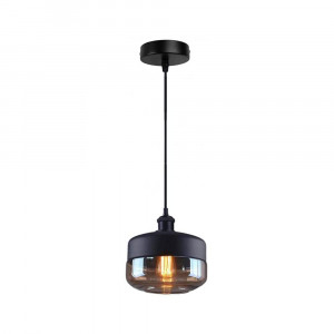 Vetrineinrete® Lampadario a sospensione vintage da soffitto attacco E27 effetto ambrato coppa in vetro e alluminio