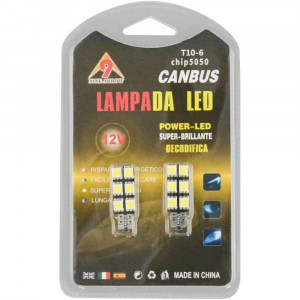 Vetrineinrete® 2 Lampadine 6 led smd 5050 canbus auto no error luci targa fari interni 12V chip5050 luce bianca attacco t10 35 mm