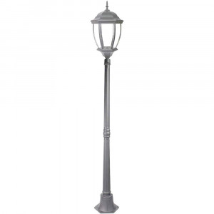 Vetrineinrete® Lampione da giardino con palo lanterna da terra luce per esterno in alluminio e vetro con portalampada E27 grigio