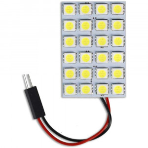 Vetrineinrete® Luci Pannello 24 LED Interno Auto SMD Luce Fredda 6000K Per Interni Auto Tettuccio 5 Watt Alimentazione 12 V Adattatore T10
