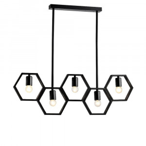 Vetrineinrete® Lampadario a sospensione in metallo nero geometrico con esagoni lampada a soffitto attacco E27  
