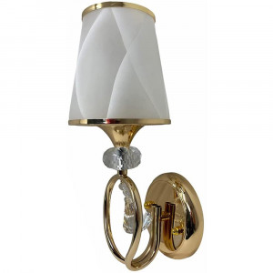 Vetrineinrete® Lampada da comodino a parete lume a muro applique moderno lumetto abat jour con pendoli in vetro oro