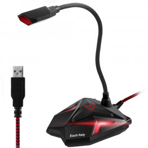 Vetrineinrete® Microfono da tavolo per play station console computer USB con LED ingresso JACK per cuffie