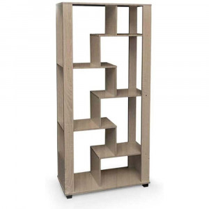 Vetrineinrete® Mobile libreria moderna in legno mdf a 7 moduli parete attrezzata 176x88x30 cm Legno Naturale