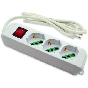 Vetrineinrete® Multipresa schuko ciabatta elettrica a 3 posti polivalenti 10/16A con interruttore on/off 250V max 2500 watt cavo 1,5 m con spina italiana