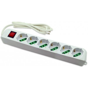 Vetrineinrete® Multipresa schuko ciabatta elettrica a 6 posti polivalenti 10/16A con interruttore on/off 250V max 2500 watt cavo 1,5 m con spina italiana