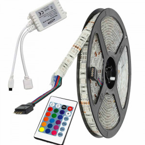 Vetrineinrete® Striscia led smd 5050 rgb multicolore strip 5 metri 300 led con telecomando e centralina IP55 per esterno waterproof impermeabile adesiva illuminazione per casa negozio