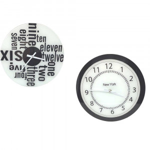 Orologio in vetro da parete scritta new York o numeri inglesi orologi analogico stile moderno 30 cm
