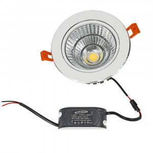 Vetrineinrete®  Faretto incasso led cob 20 watt orientabile luce bianca 6500 k completo di driver e alette per il montaggio 