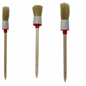 Vetrineinrete® Set tre pennelli a testa tonda con setole naturali pennello per pittura vernice con varie dimensioni 