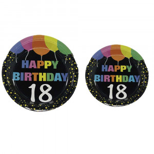 Vetrineinrete® Set 28 Piatti di Carta per Feste di Compleanno 18 Anni Decorazioni per Party Happy brithada 