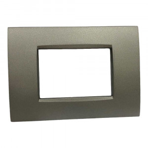 Vetrineinrete® Placchetta per interruttore in metallo a 3 posti grigio antracite cassetta 503 compatibile con living air supporto cover 