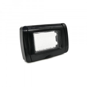 Vetrineinrete® Placca idrobox 4 posti compatibile con matix IP55 coperchio modulo cassetta 503 nero