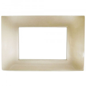 Vetrineinrete® Placchetta per interruttore in metallo a 3 posti champagne cassetta 503 compatibile con vimar plana supporto cover 