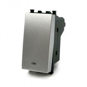 Vetrineinrete® Pulsante con spia luminosa  silver compatibile con vimar plana interruttore relè 10A 250V invertitore deviatore campanello