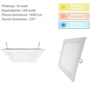 Vetrineinrete® Pannello led incasso quadrato slim 18 watt plafoniera luce bianca fredda 6500k faretto illuminazione di interni driver incluso