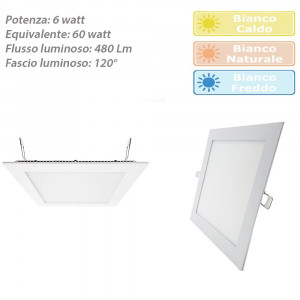 Vetrineinrete® Pannello led incasso quadrato slim 6 watt plafoniera luce calda 3000k faretto illuminazione di interni driver incluso