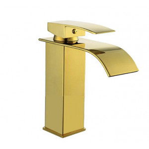 Vetrineinrete® Rubinetto da bagno a cascata a canna bassa per lavabo bidet miscelatore moderno per lavandino oro 