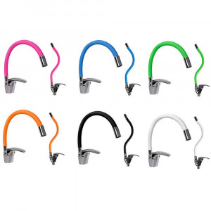Vetrineinrete® Miscelatore da lavello canna alta flessibile ricoperta in silicone vari colori rubinetto orientabile da cucina mobile monocomando