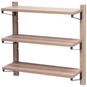 Vetrineinrete® Scaffale in legno da parete multiuso 3 ripiani regolabili porta oggetti complemento d'arredo 60x17x60 cm rovere