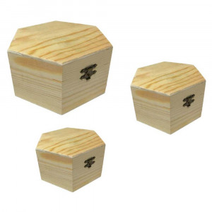 Vetrineinrete® Set 3 scatole esagonali portagioie matrioska Scatola portagioielli per decoupage Cofanetto Contenitore per Gioielli 