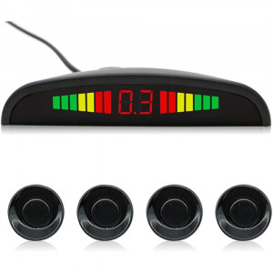 Vetrineinrete® 4 sensori di parcheggio con display a led e segnale acustico nero Kit Completo