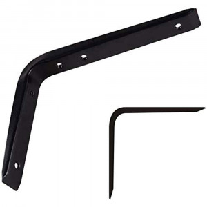Vetrineinrete® Staffe angolari 2 pezzi supporto reggimensole ad angolo retto 90 ° staffa di fissaggio 200x150x30 mm a forma di L per mensola mobile scaffale in acciaio nero