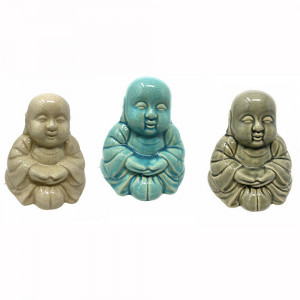 Vetrineinrete® Statua buddha soprammobile decorazione casa statuetta portafortuna in ceramica