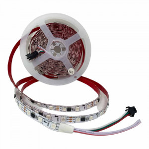 Vetrineinrete® Strip striscia indirizzabile RGB 300 led 5050 48 watt 12v bobina da 5 mt con telecomando regolatore vari effetti 