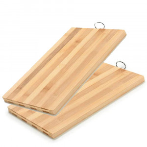 Vetrineinrete® Set 2 tagliere rettangolare in legno zebrato con gancio per aperitivi antipasti vassoio per finger food da cucina 30X20X2 cm