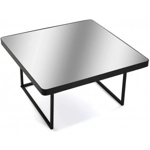 Vetrineinrete® Tavolino rettangolare a specchio piedi in metallo tavolo da soggiorno moderno 38x75x75 cm 