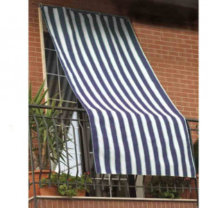 Vetrineinrete® Tenda da Sole con Anelli in Tessuto per Balcone 145x290 cm Protezione dal Sole per finestre verande per l' Estate Blu/Beige