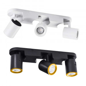 Vetrineinrete® Applique plafoniera 3 diffusori orientabile da soffitto parete lampada attacco GU10 per bagno soggiorno bianco o nero