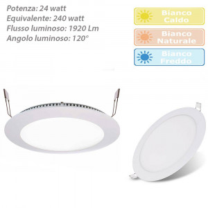 Vetrineinrete® Pannello led incasso tondo slim 24 watt plafoniera luce fredda 6500k faretto illuminazione di interni driver incluso