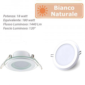 Vetrineinrete® Pannello led ad incasso slim bordo in vetro tondo 18 watt plafoniera luce naturale 4000k 
