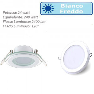 Vetrineinrete® Pannello led slim incasso bordo in vetro tondo 24 watt luce bianca 6500k