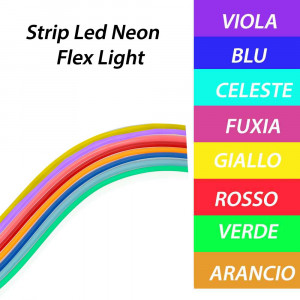 Vetrineinrete® Strip led neon flex striscia curvabile modellabile 600 led decorativa 5 metri luce rossa celeste blu gialla verde fucsia viola arancione  ip65 waterproof 