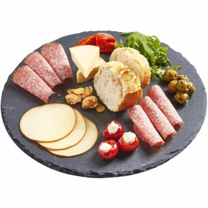 Vetrineinrete® Vassoio da Portata Tondo in Ardesia 25 cm Piatto per servire Finger Food Sushi Formaggi aperitivo Buffet Cucina Bar Ristorante