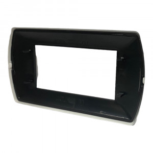 Vetrineinrete® Placchetta per interruttore in metallo a 4 posti nero cassetta 504 compatibile con living international supporto cover 