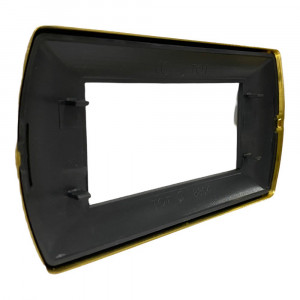 Vetrineinrete® Placchetta per interruttore in metallo a 4 posti oro lucido cassetta 504 compatibile con living international supporto cover 