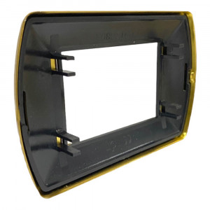 Vetrineinrete® Placchetta per interruttore in metallo a 3 posti oro satinato cassetta 503 compatibile con living international supporto cover 