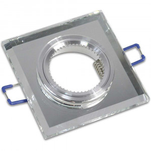 Vetrineinrete® Kit 10 portafaretti a incasso quadrato in vetro effetto specchio porta faretto per controsoffittatura illuminazione luce foro 60 mm