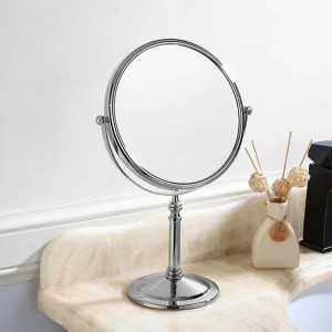  Vetrineinrete® Specchio cosmetico Ovale da Trucco con Zoom Girevole da appoggio Specchio di ingrandimento Portatile per Barba rasatura con Base da Tavolo 17x13 cm 