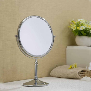 Vetrineinrete® Specchio cosmetico Ovale da Trucco con Zoom Girevole da appoggio Specchio di ingrandimento Portatile per Barba rasatura con Base da Tavolo 20x16 cm