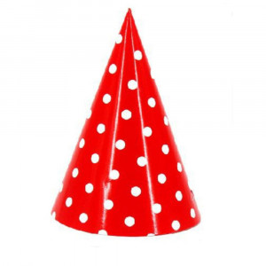 Vetrineinrete® Cappellino di Carta 12 Pezzi per Feste Cappello a Cono Rosso con Pois per Compleanno Party Bambini 