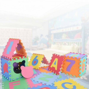 Vetrineinrete® Tappeto puzzle bambini morbido da comporre 10 pezzi in schiuma antiurto lavabile superficie di gioco 