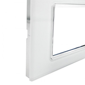 Vetrineinrete® Placchetta per interruttore in vetro a 3 posti bianca cassetta 503 compatibile con bticino living light supporto cover 