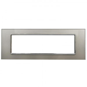 Vetrineinrete® Placchetta per interruttore in vetro a 7 posti silver cassetta 507 compatibile con bticino living light supporto cover 