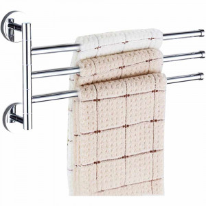 Vetrineinrete® Porta Asciugamani a Parete da Bagno 3 Bracci in Acciaio Fissaggio con Viti o Senza Viti con Mastice Colla arredo Bagno